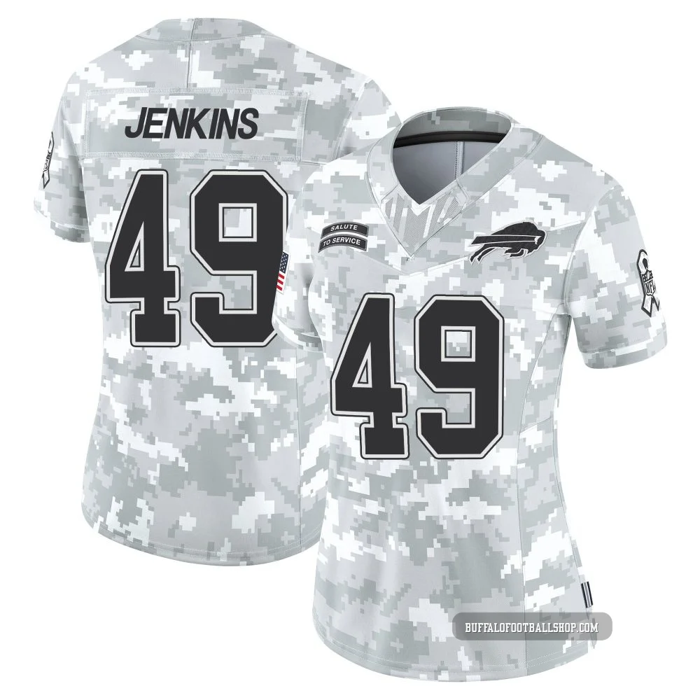 Keonta Jenkins ＃49 Buffalo Bills Limited Arctic Camo Women's 2024 Salute to Service Jersey