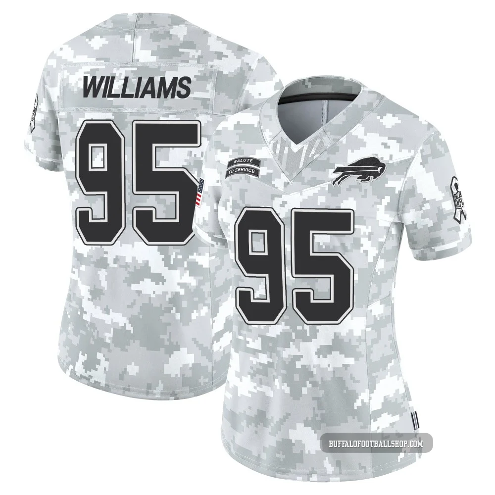 Kyle Williams ＃95 Buffalo Bills Limited Arctic Camo Women's 2024 Salute to Service Jersey