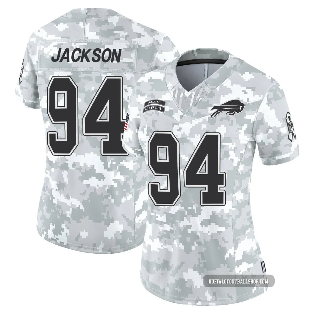 Landon Jackson ＃94 Buffalo Bills Limited Arctic Camo Women's 2024 Salute to Service Jersey