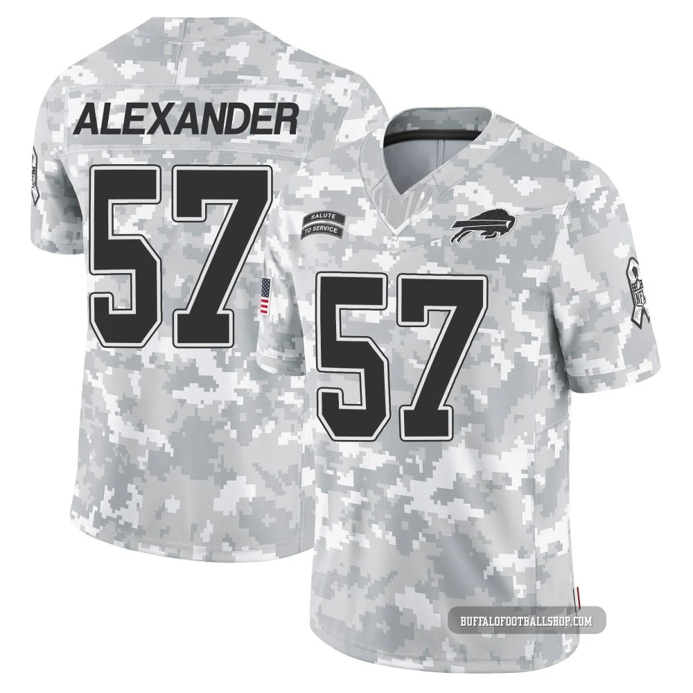 Lorenzo Alexander ＃57 Buffalo Bills Limited Arctic Camo Men's 2024 Salute to Service Jersey