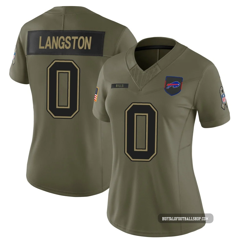 Mark Langston ＃0 Buffalo Bills Limited Olive Women's 2025 Salute to Service Jersey