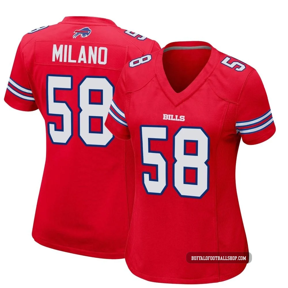 Matt Milano ＃58 Buffalo Bills Game Red Women's Alternate Jersey