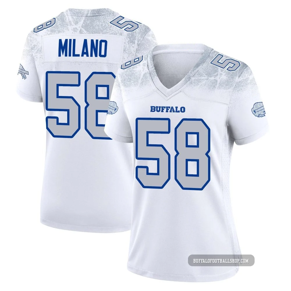 Matt Milano ＃58 Buffalo Bills Game White Women's 2025 Rivalries Collection Jersey