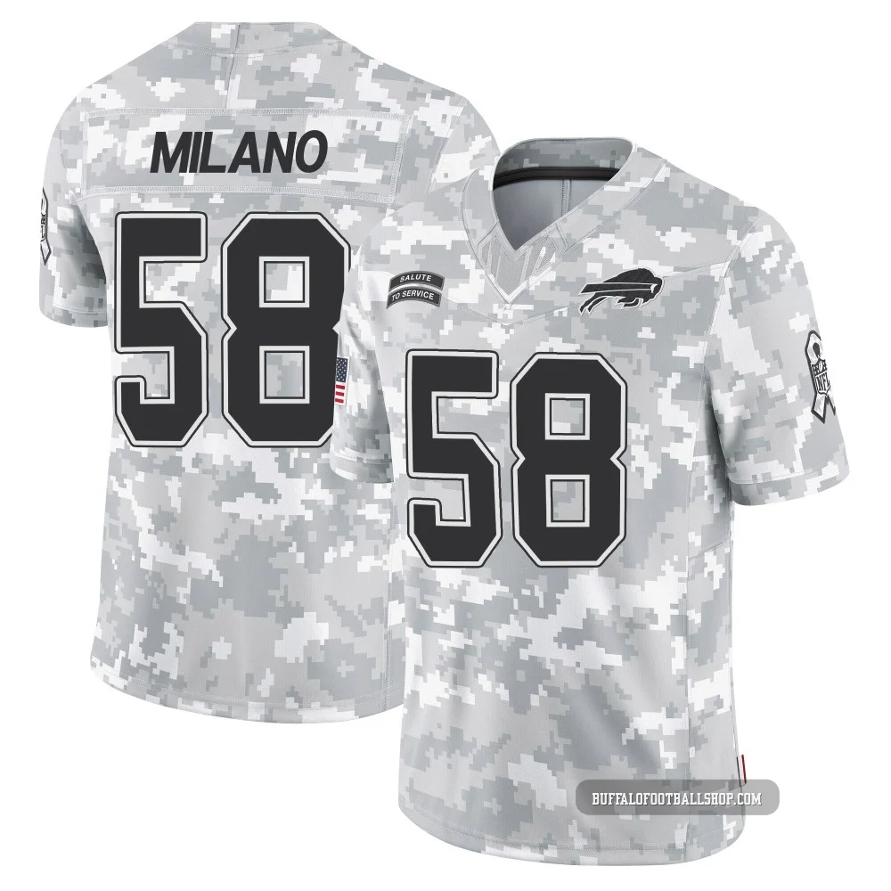 Matt Milano ＃58 Buffalo Bills Limited Arctic Camo Men's 2024 Salute to Service Jersey