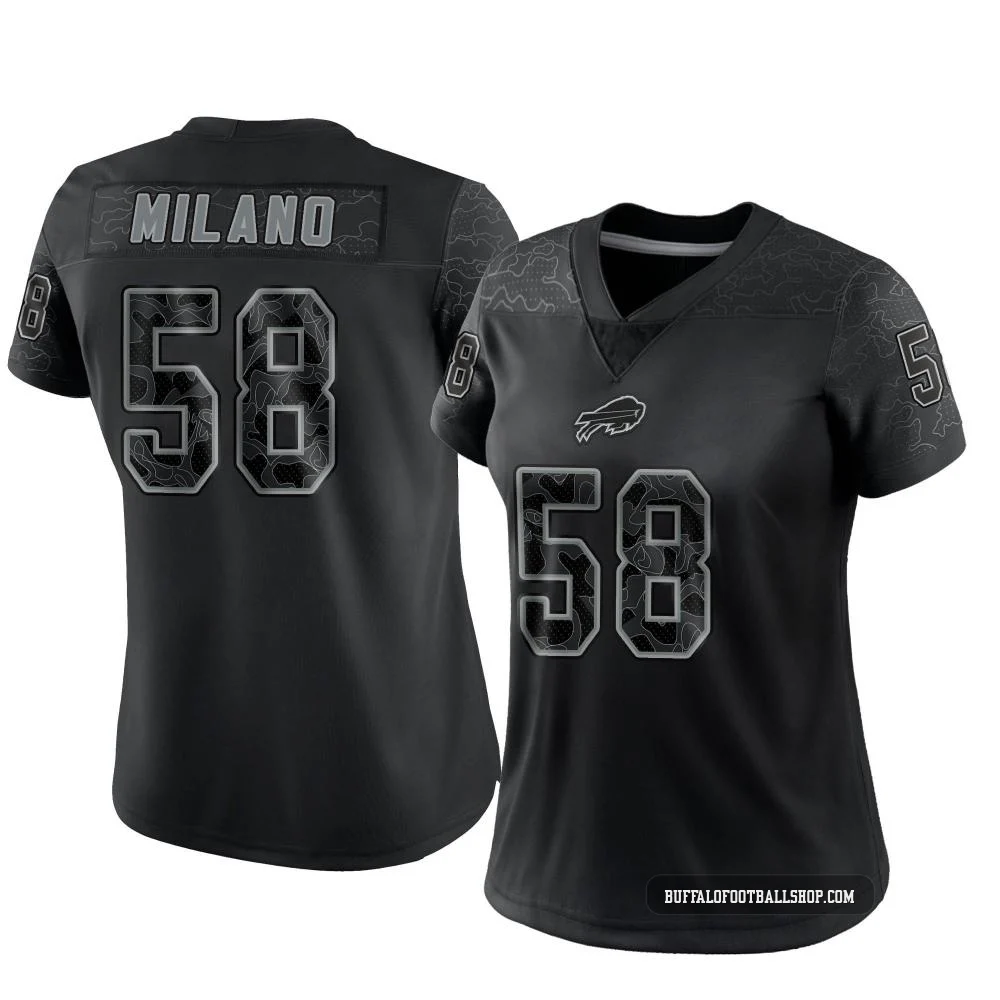 Matt Milano ＃58 Buffalo Bills Limited Black Women's Reflective Jersey