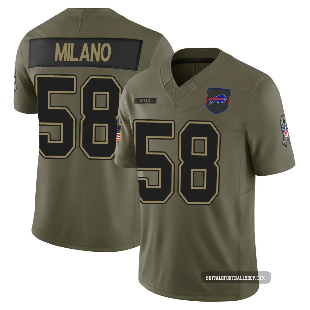 Matt Milano ＃58 Buffalo Bills Limited Olive Youth 2025 Salute to Service Jersey