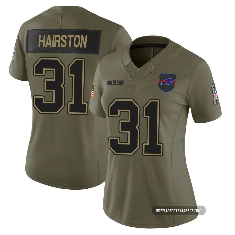 Maxwell Hairston ＃31 Buffalo Bills Limited Olive Women's 2025 Salute to Service Jersey