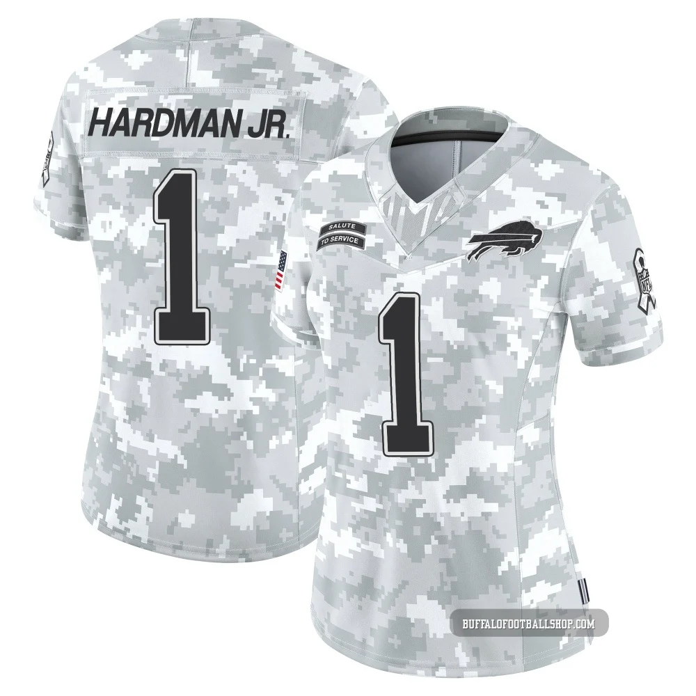 Mecole Hardman Jr. ＃1 Buffalo Bills Limited Arctic Camo Women's 2024 Salute to Service Jersey