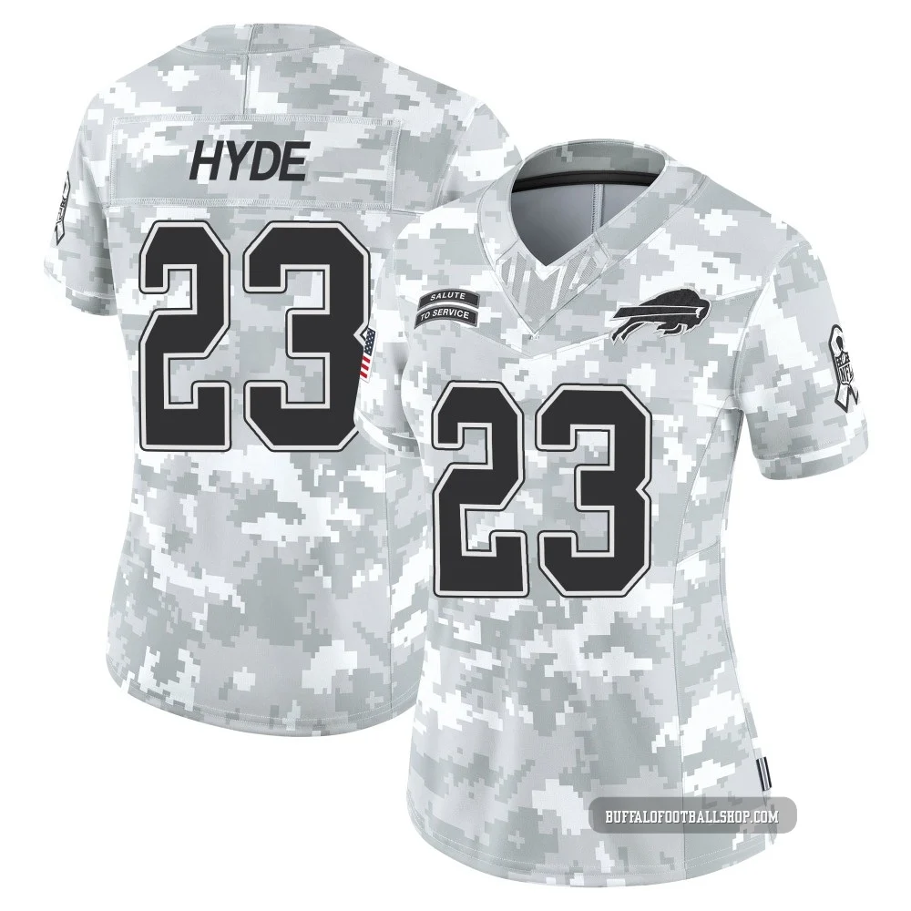 Micah Hyde ＃23 Buffalo Bills Limited Arctic Camo Women's 2024 Salute to Service Jersey