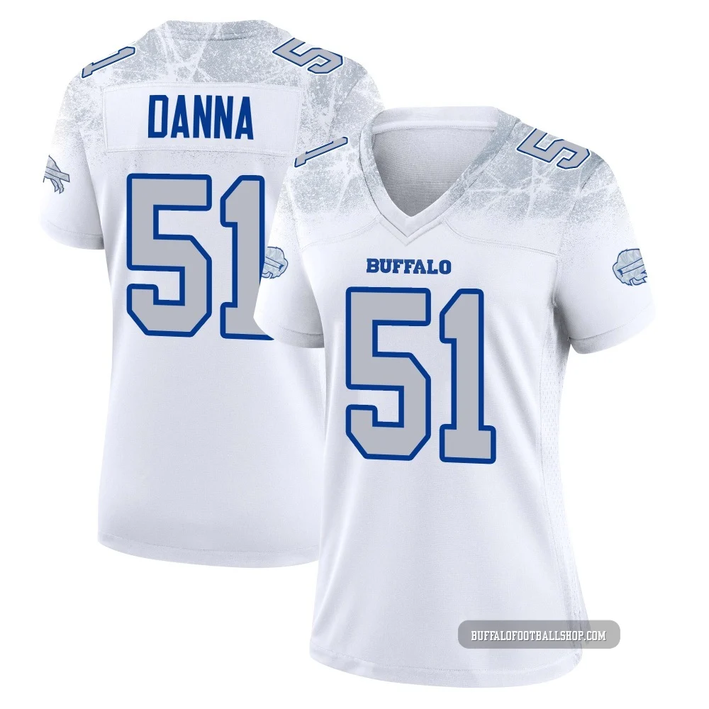 Mike Danna ＃51 Buffalo Bills Game White Women's 2025 Rivalries Collection Jersey