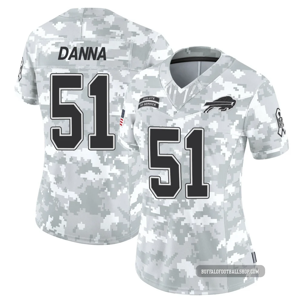 Mike Danna ＃51 Buffalo Bills Limited Arctic Camo Women's 2024 Salute to Service Jersey