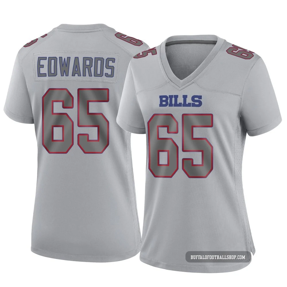 Mike Edwards ＃65 Buffalo Bills Game Gray Women's Atmosphere Fashion Jersey