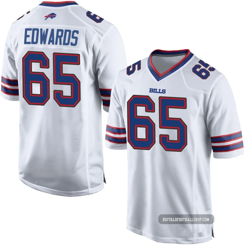Mike Edwards ＃65 Buffalo Bills Game White Men's Jersey