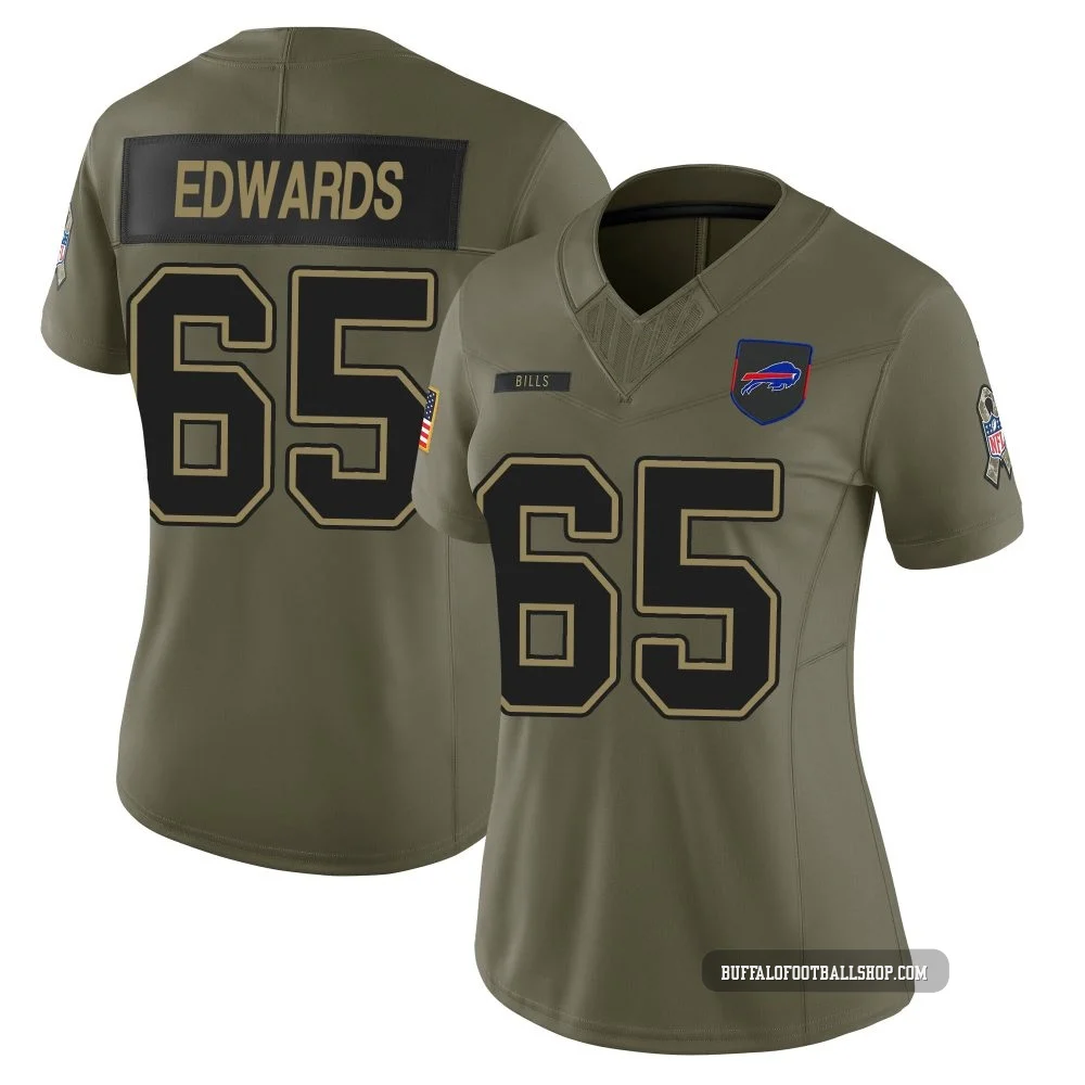Mike Edwards ＃65 Buffalo Bills Limited Olive Women's 2025 Salute to Service Jersey