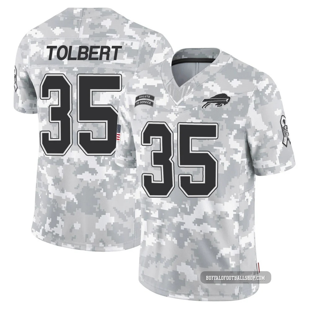 Mike Tolbert ＃35 Buffalo Bills Limited Arctic Camo Men's 2024 Salute to Service Jersey