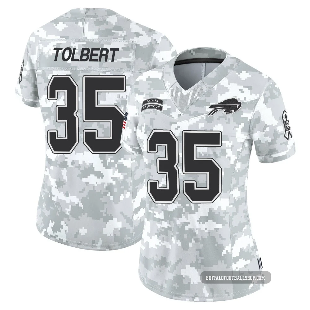 Mike Tolbert ＃35 Buffalo Bills Limited Arctic Camo Women's 2024 Salute to Service Jersey