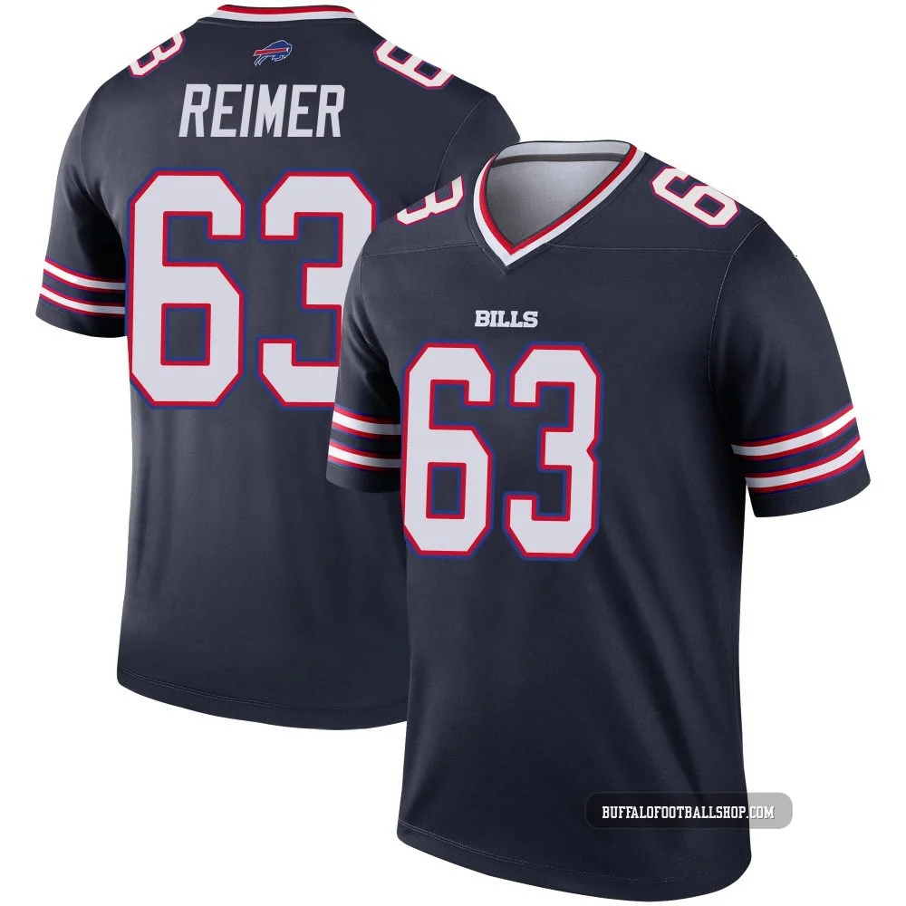 Rush Reimer ＃63 Buffalo Bills Legend Navy Men's Inverted Jersey