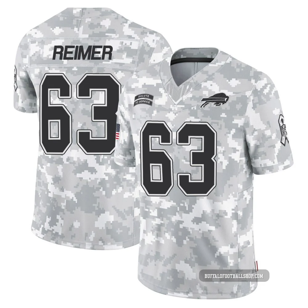 Rush Reimer ＃63 Buffalo Bills Limited Arctic Camo Men's 2024 Salute to Service Jersey