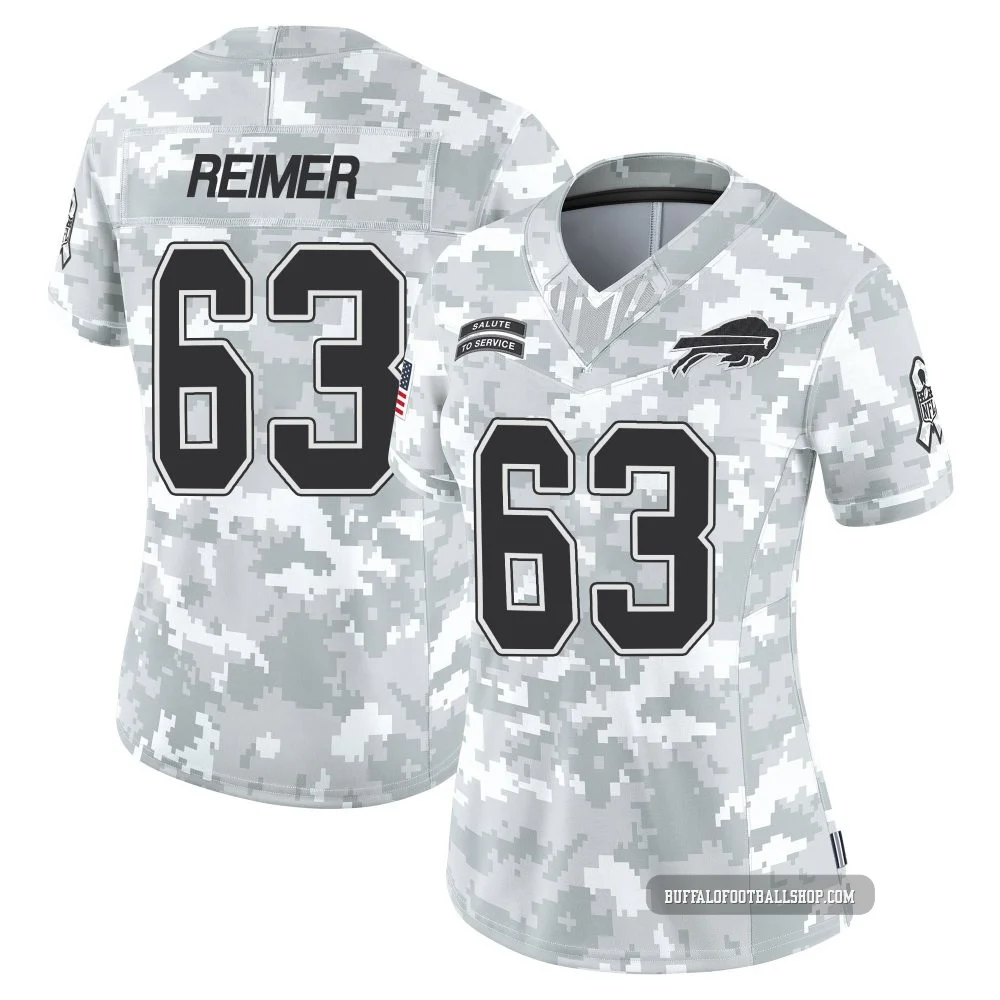 Rush Reimer ＃63 Buffalo Bills Limited Arctic Camo Women's 2024 Salute to Service Jersey