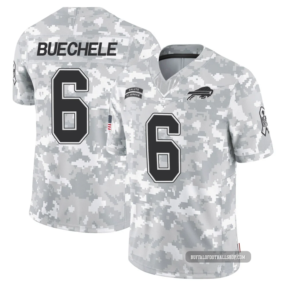 Shane Buechele ＃6 Buffalo Bills Limited Arctic Camo Men's 2024 Salute to Service Jersey