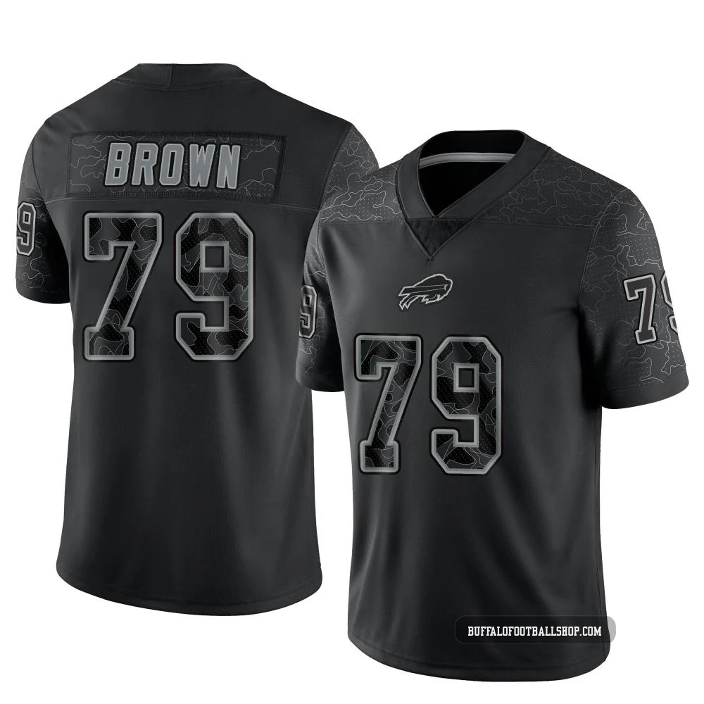 Spencer Brown ＃79 Buffalo Bills Limited Black Youth Reflective Jersey