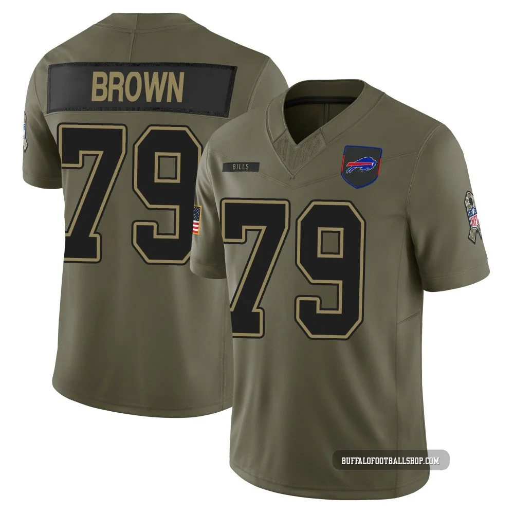 Spencer Brown ＃79 Buffalo Bills Limited Olive Youth 2025 Salute to Service Jersey