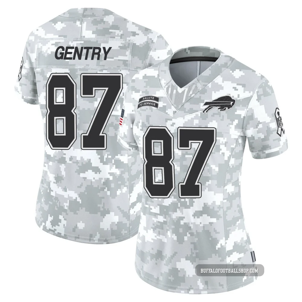 Tanner Gentry ＃87 Buffalo Bills Limited Arctic Camo Women's 2024 Salute to Service Jersey