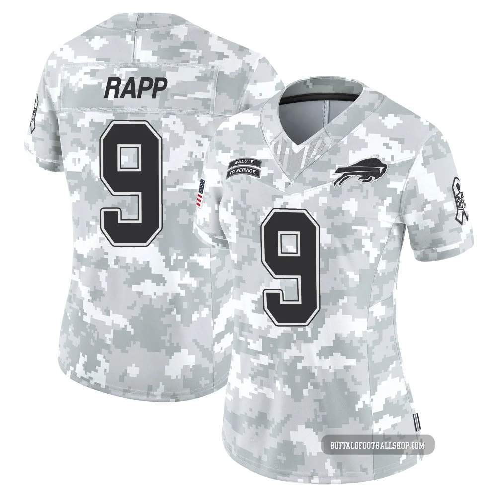 Taylor Rapp ＃9 Buffalo Bills Limited Arctic Camo Women's 2024 Salute to Service Jersey