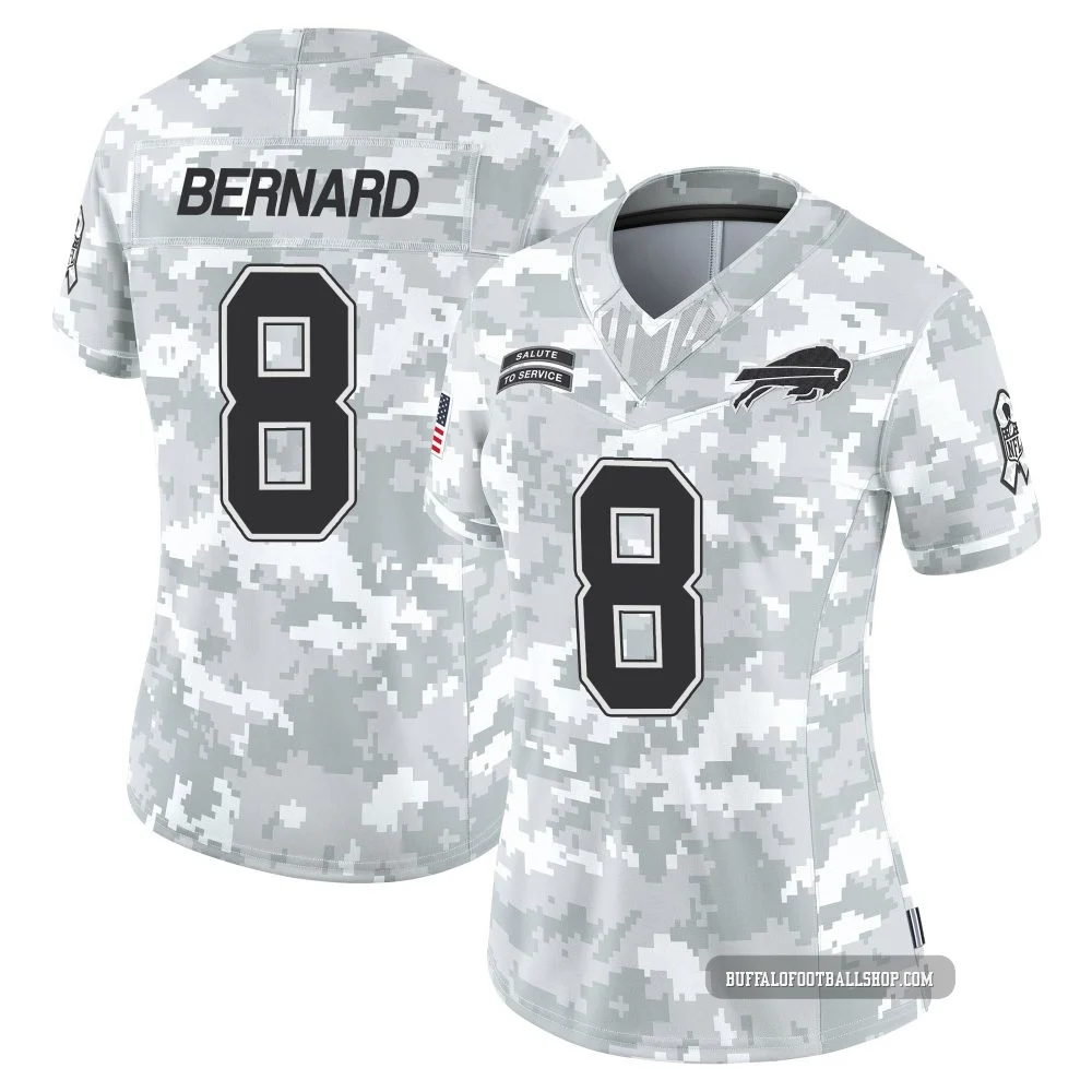 Terrel Bernard ＃8 Buffalo Bills Limited Arctic Camo Women's 2024 Salute to Service Jersey