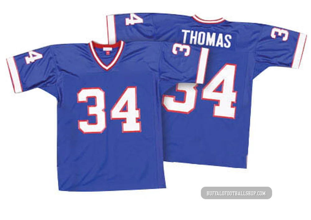 Thurman Thomas ＃34 Buffalo Bills Authentic Royal Blue Men's Mitchell And Ness 35th Anniversary Patch Throwback Jersey