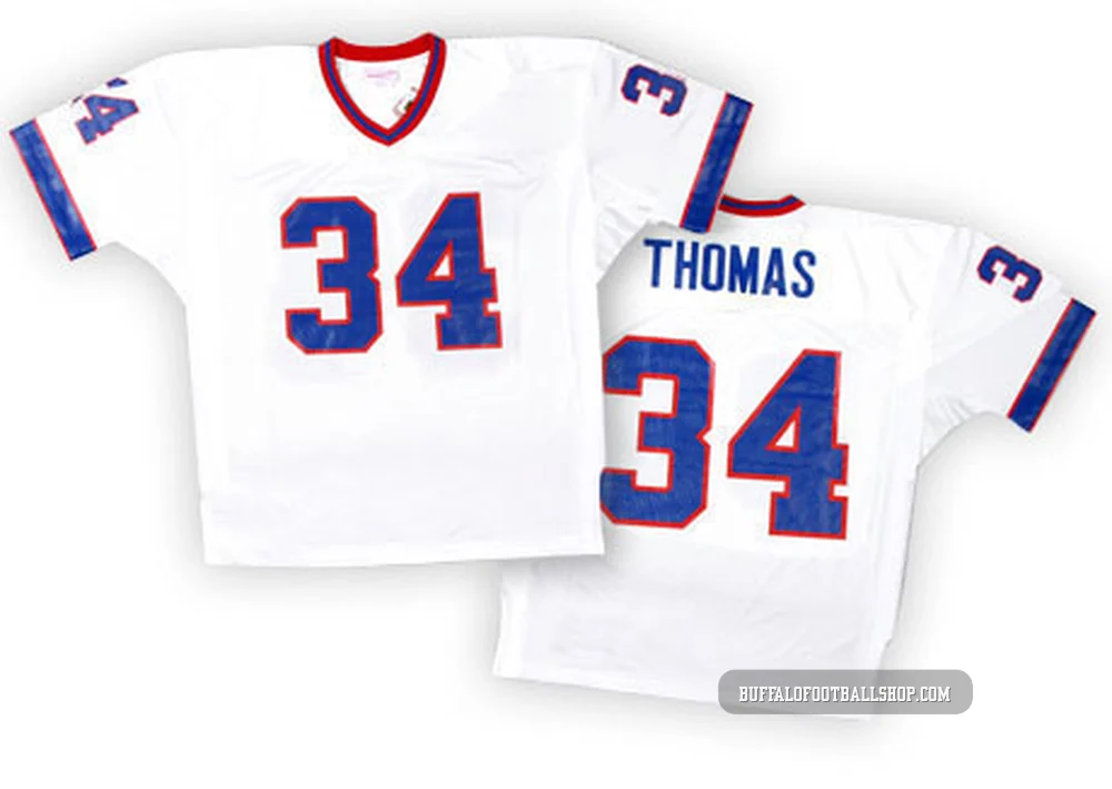 Thurman Thomas ＃34 Buffalo Bills Authentic White Men's Mitchell And Ness Throwback Jersey