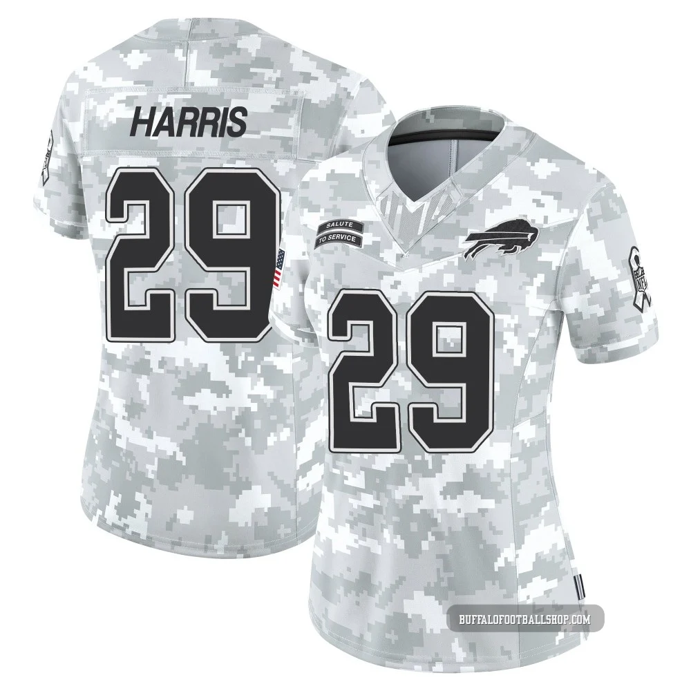Tim Harris ＃29 Buffalo Bills Limited Arctic Camo Women's 2024 Salute to Service Jersey