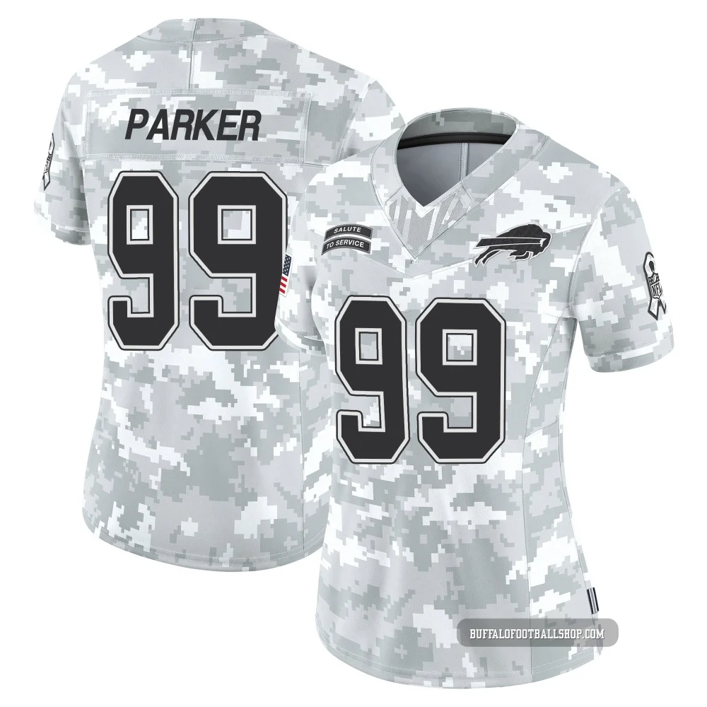 T.J. Parker ＃99 Buffalo Bills Limited Arctic Camo Women's 2024 Salute to Service Jersey