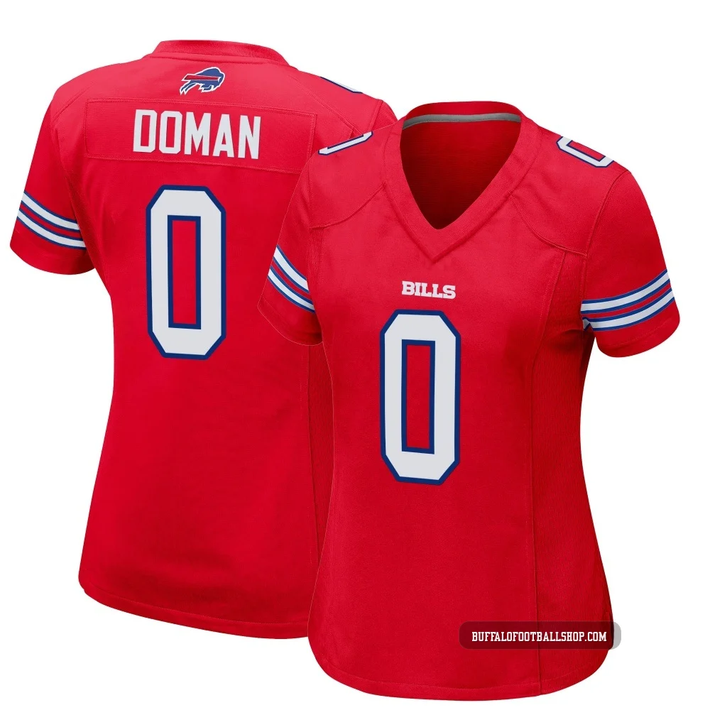 Tommy Doman ＃0 Buffalo Bills Game Red Women's Alternate Jersey