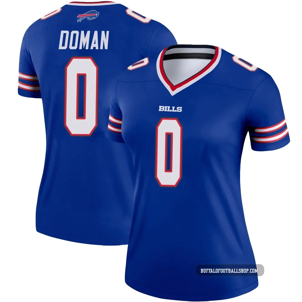Tommy Doman ＃0 Buffalo Bills Legend Royal Women's Jersey