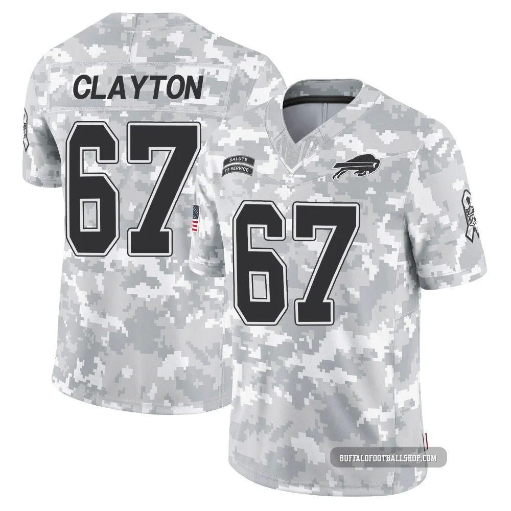 Travis Clayton ＃67 Buffalo Bills Limited Arctic Camo Men's 2024 Salute to Service Jersey