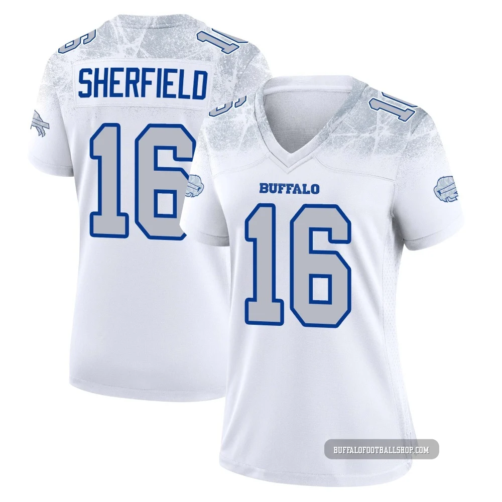 Trent Sherfield ＃16 Buffalo Bills Game White Women's 2025 Rivalries Collection Jersey
