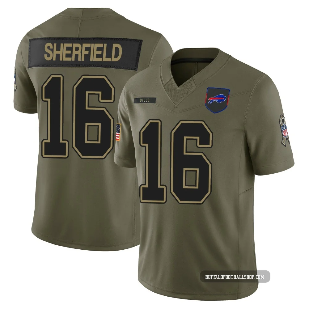 Trent Sherfield ＃16 Buffalo Bills Limited Olive Youth 2025 Salute to Service Jersey