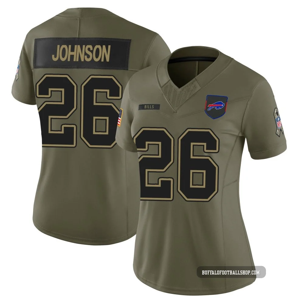 Ty Johnson ＃26 Buffalo Bills Limited Olive Women's 2025 Salute to Service Jersey