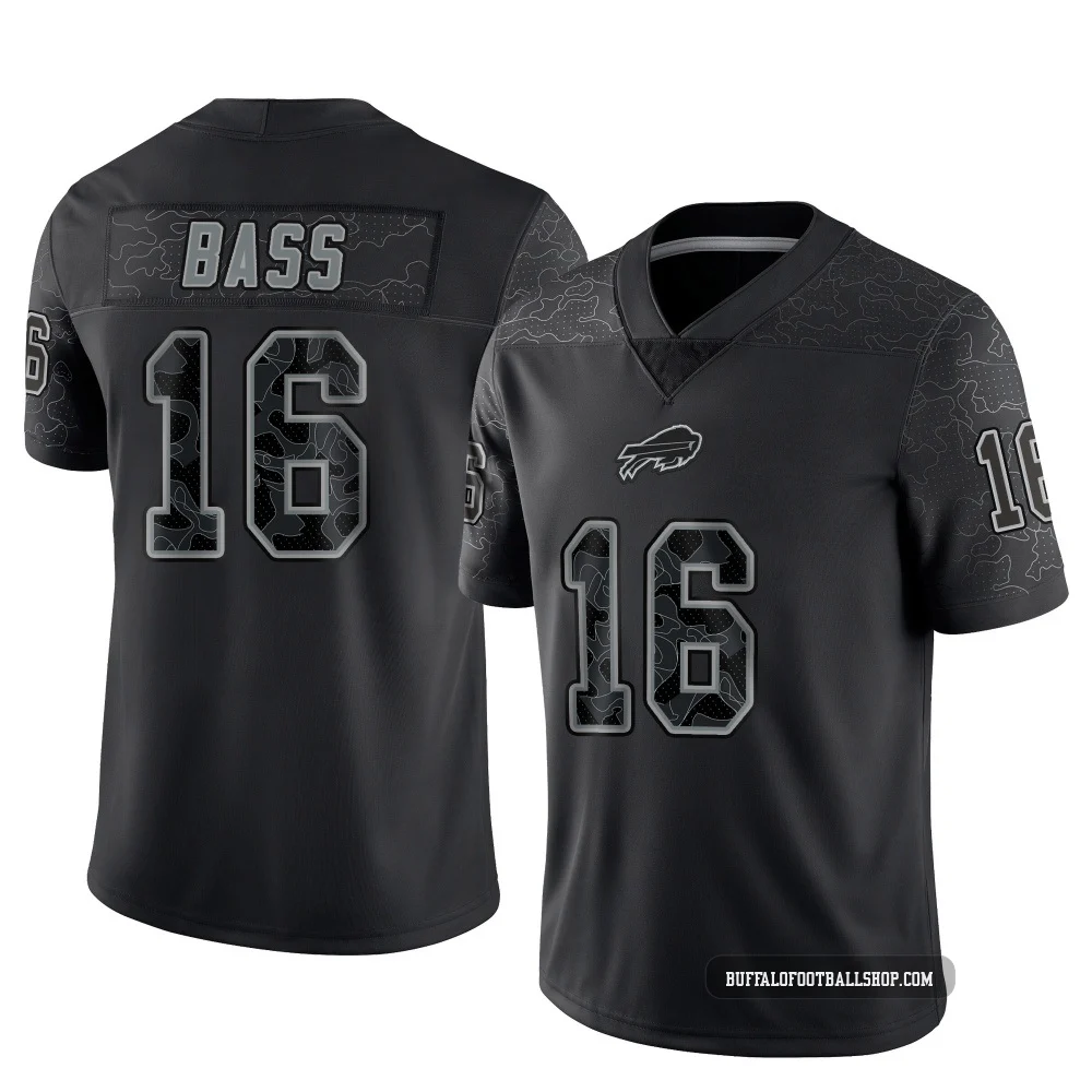 Tyler Bass ＃16 Buffalo Bills Limited Black Men's Reflective Jersey