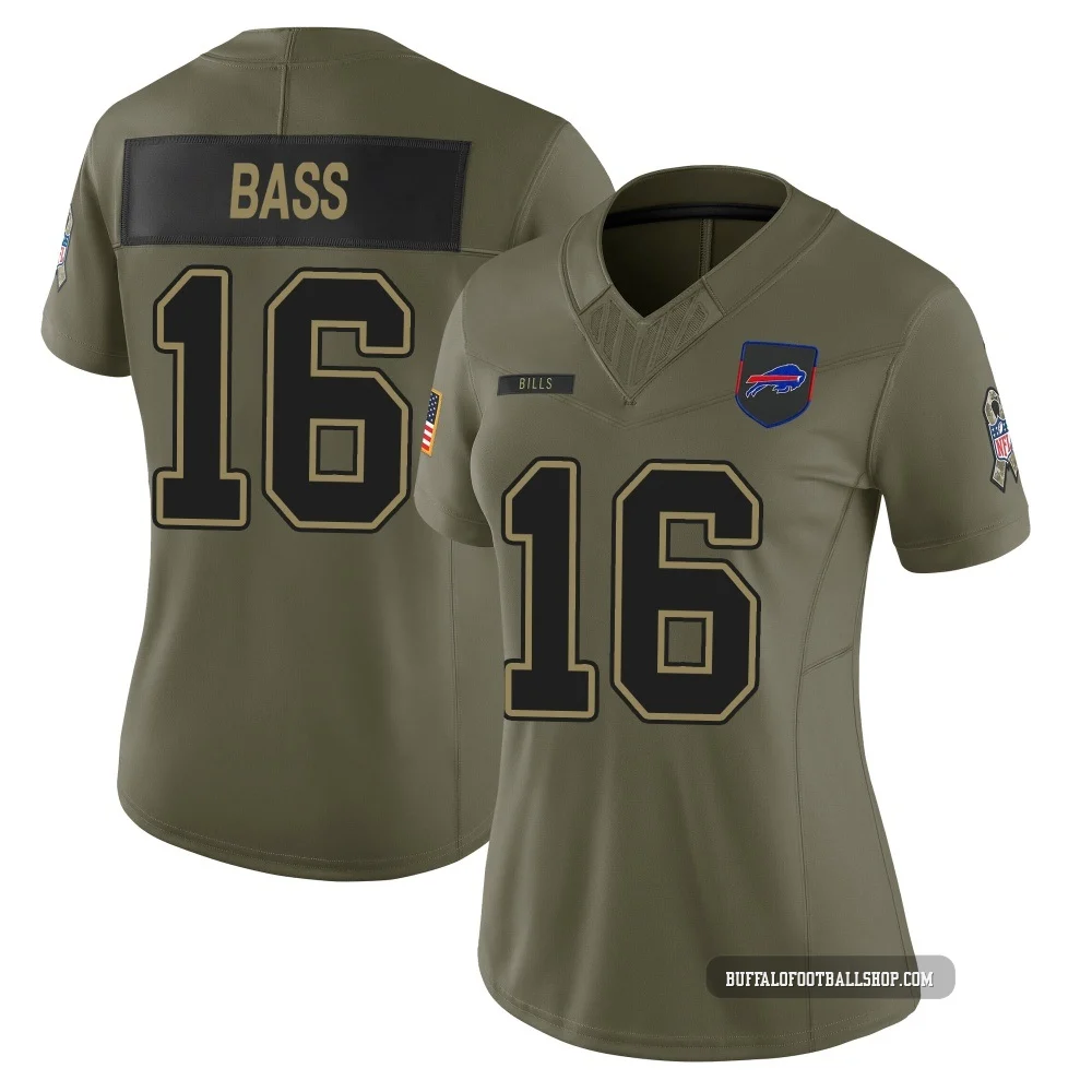 Tyler Bass ＃16 Buffalo Bills Limited Olive Women's 2025 Salute to Service Jersey