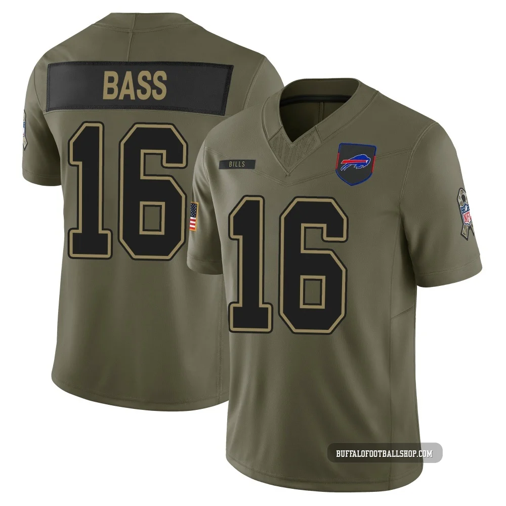 Tyler Bass ＃16 Buffalo Bills Limited Olive Youth 2025 Salute to Service Jersey